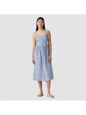 Blue Striped Button-Front Levi’s Midi Sundress, medium